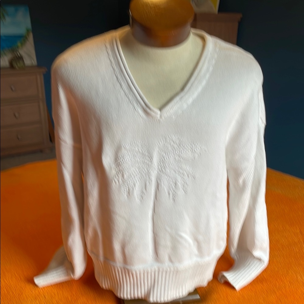 Tommy Bahama White V-Neck Sweater